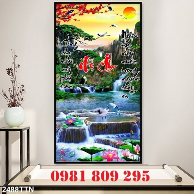 Tranh gạch men 3D- gạch tranh phong cảnh khổ đứng