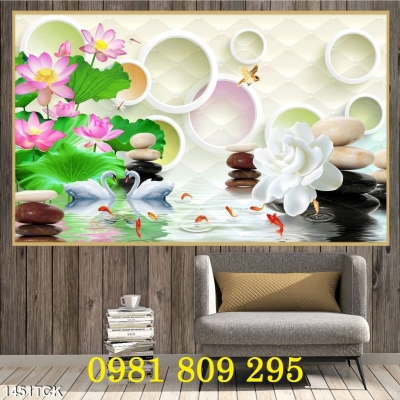 Tranh gạch - gạch trang trí hoa sen