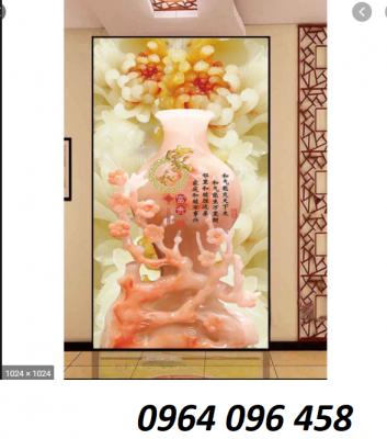 Tranh bình hoa sứ ngọc - tranh gạch 3d bình hoa sứ ngọc - 676XL