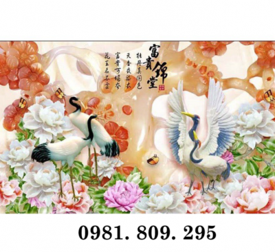 Tranh gạch men, gạch ốp tường chim hạc