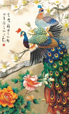 tranh chim công gạch tranh 3d - KL34