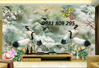 gạch tranh 3d chim hạc