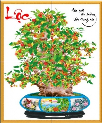 Tranh gạch 3d hoa mai dán tường - MBB66