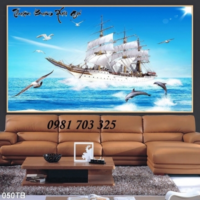 Tranh gạch 3D hình thuyền buồm