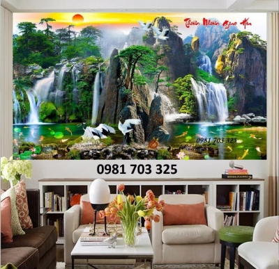 Tranh gạch phong cảnh thác nước đẹp