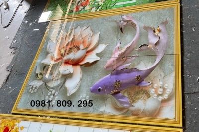 Gạch ốp tường 3d cao cấp hoa sen HSD202