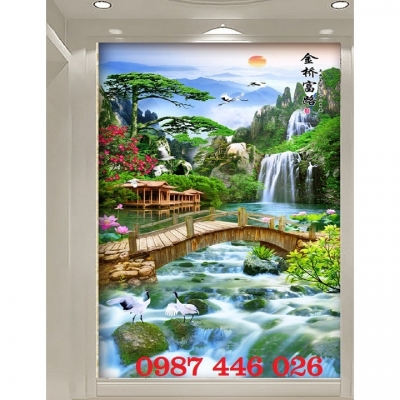 Gạch ốp tường tranh gạch thác nước HP8273