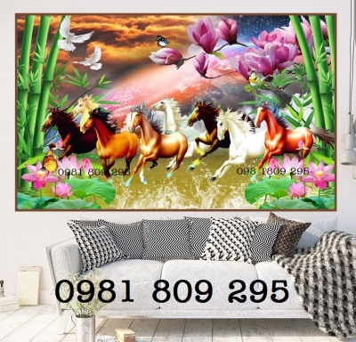 Gạch ốp tường 3d , tranh mã đáo thành công HN9291