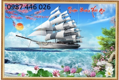 Tranh gạch men thuyền buồm 3d HP9743