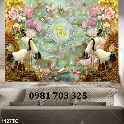 Tranh gạch tùng hạc đẹp