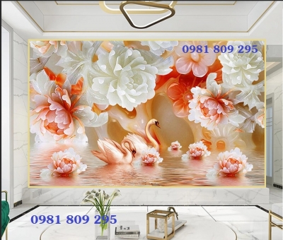 Tranh 3d , gạch tranh 3d , hoa mẫu đơn