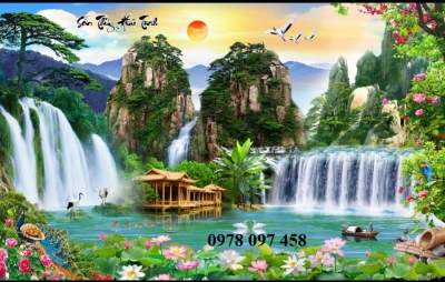 Gạch men họa tiết ốp tường phòng khách