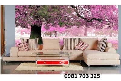 Gạch tranh ốp tường- tranh hoa đào