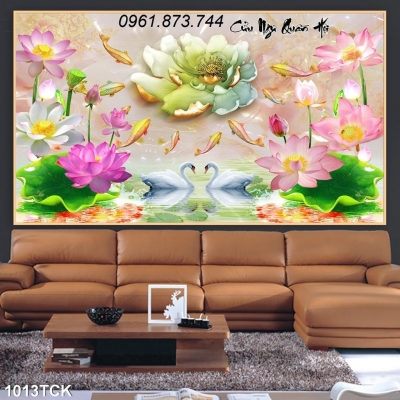 Tranh 3D hoa sen-Tranh treo tường