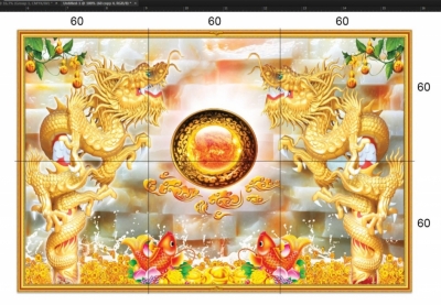 Tranh gạch 3d ốp tường rồng phượng - 789B