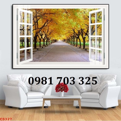Gạch tranh cửa sổ dán tường