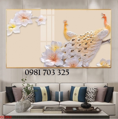 Tranh gạch men chim công phong thủy