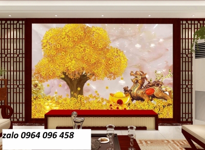Gạch tranh 3d ốp tường cây kim tiền - 322XCC