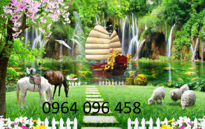 tranh gạch 3d phong cảnh phòng khách - 34DV