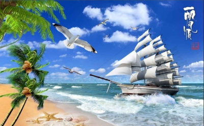 Tranh gạch 3d thuyền buồm - SZXXC42