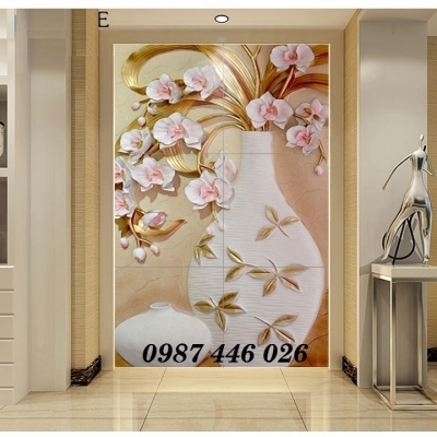 Gạch ốp tường tranh gạch bình hoa 3d tuyệt đẹp HP8733