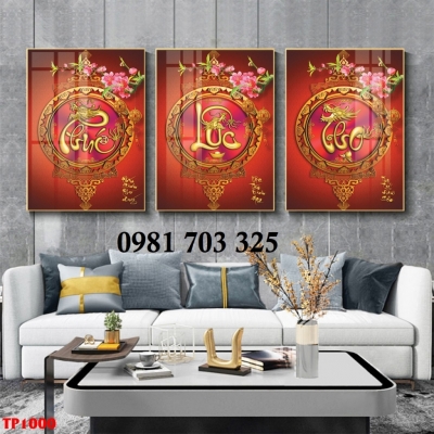 Tranh phúc lộc thọ 3D, gạch men 3D ốp tường