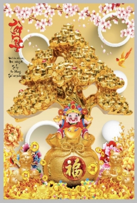 Gạch tranh cây tiền lộc vàng HP9627