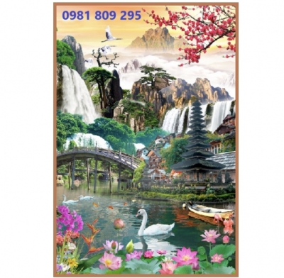 Tranh gạch thác nước 3d , gạch