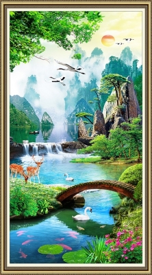 Tranh 3d - tranh gạch 3d sơn thủy hữu tình MNMB6