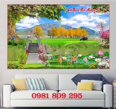 Gạch tranh 3d thiên nhiên ốp tường