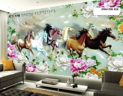 Tranh phong thủy mã đáo thành công - tranh gạch 3d ốp tường - CKV54