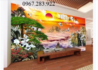 Tranh gạch phong thuỷ- Tranh chim Hạc