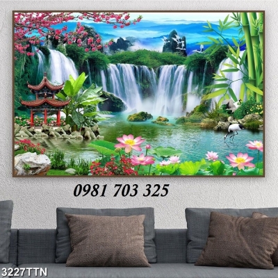 Tranh gạch 3D thác nước đẹp
