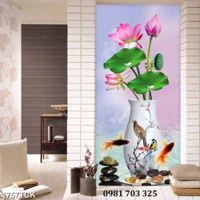 Tranh gạch hoa sen đẹp 3D