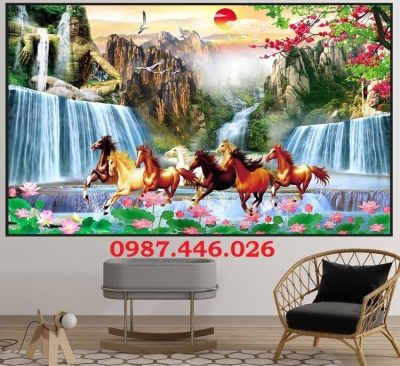 Tranh ngưa, tranh bát mã, gạch ốp tươgf