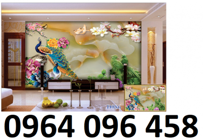 Tranh gạch 3d chim công tranh gạch 3d trang trí - FKK76