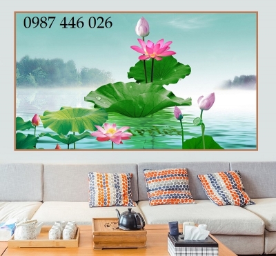 Gạch tranh 3d hoa sen ốp tường HP9822