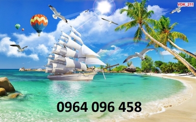 Tranh gạch men 3d phong thủy thuyền buồm - HGF43