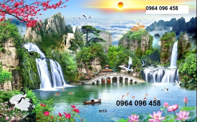 Tranh gạch 3d phong cảnh thác nước - BCX433