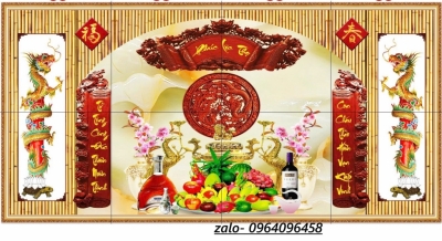 Tranh gạch 3d ốp tường phòng thờ - BXC90