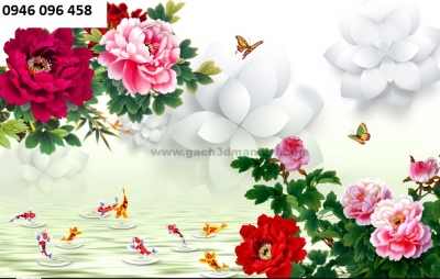 Tranh gạch hoa mẫu đơn 3d - SXC5