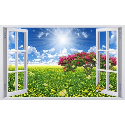 Tranh cửa sổ 3d - tranh gạch 3d cửa sổ - LDS32