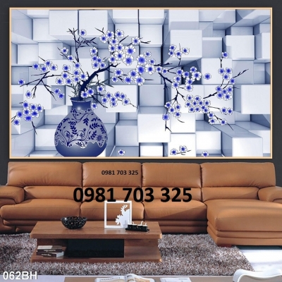 Gạch tranh 3D bình hoa trang trí