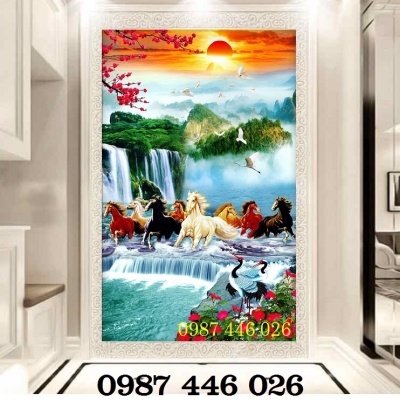 Tranh ngựa, gạch tranh bát mã HP233