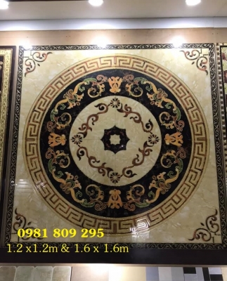 Gạch thảm vuông khắc hoa văn vàng HP898