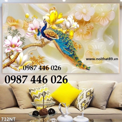 Gạch tranh chim công 3d đẹp HP97373