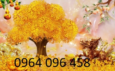 Tranh 3d cây tiền vàng - tranh gạch 3d cây tiền vàng - SXZ33