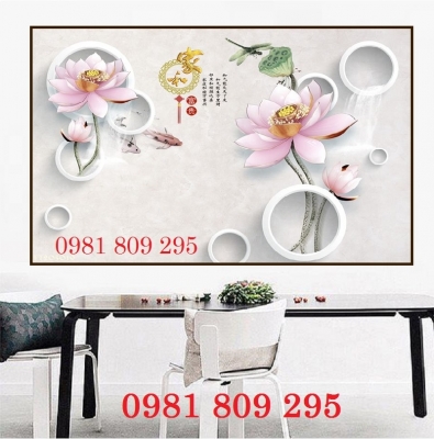 Gạch trang trí 3d hoa sen cá chép