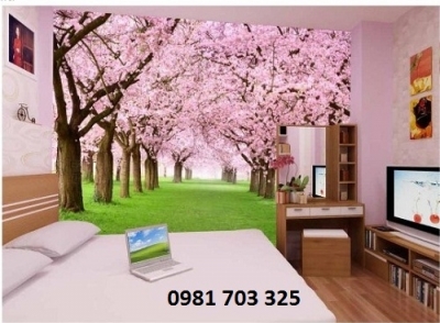 Gạch tranh 3D- tranh hoa đào