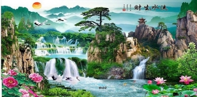 Tranh gạch 3d phong cảnh sơn thủy hữu tình - MNN77